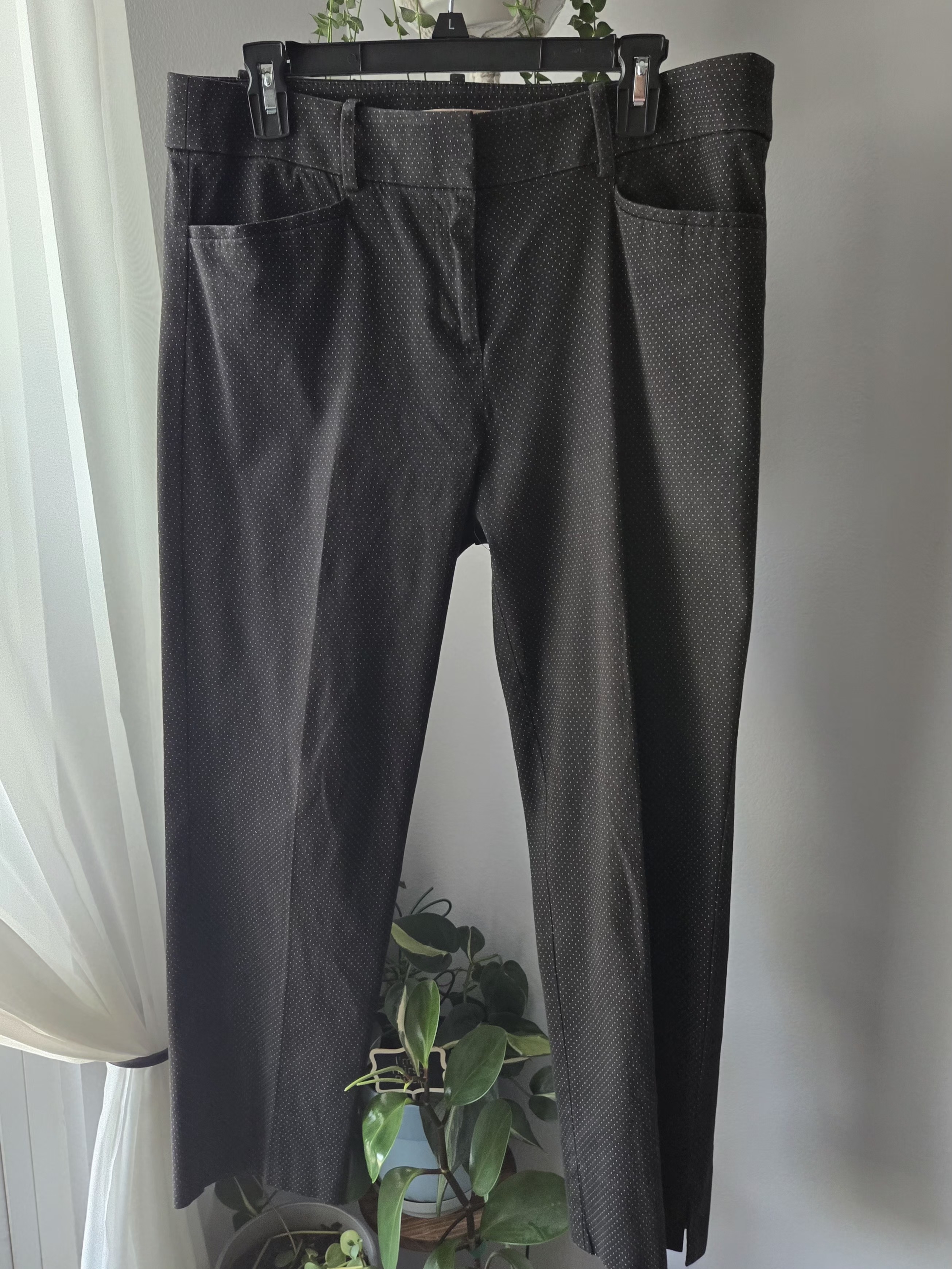 Loft Marisa Skinny Ankle Pants Black Micro Polka Dot Womens Size 10